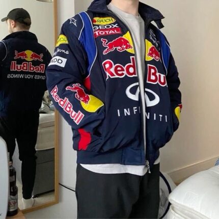 Red Bull racing jacket for men with dynamic bull graphic from Trycity