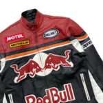 red bull leather jacket sponsor logo