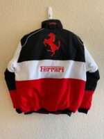 Red Ferrari racing jacket motorsport heritage back detail by Trycity