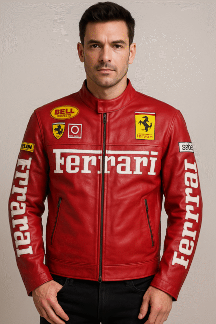 Red Ferrari Racing Leather Jacket