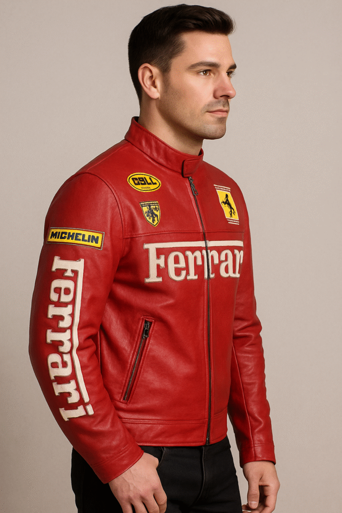 ferrari sports biker leather jacket