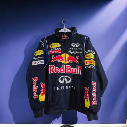 Premium Red Bull Jacket Front View with F1 Team Logos