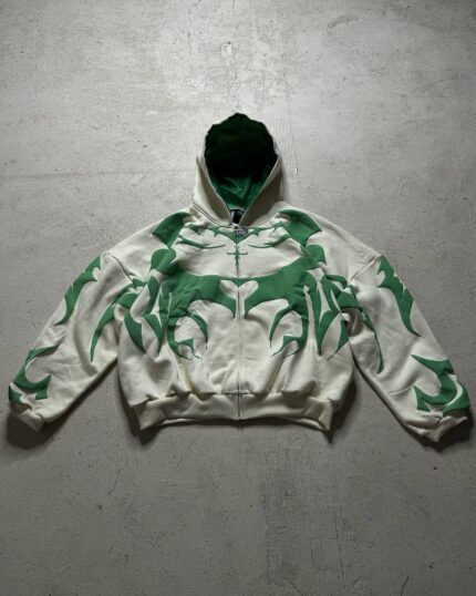 Green Tribal Shadow Depth Hoodie