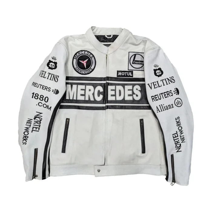 trycity mercedes racing leather jacket front view