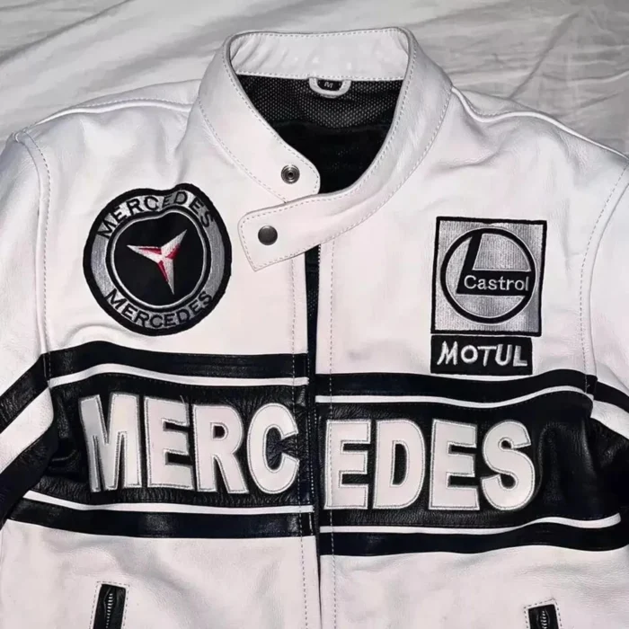 mercedes logo motorsport leather jacket trycity