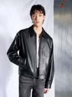 Slim fit black leather biker jacket for men stylish riding gear