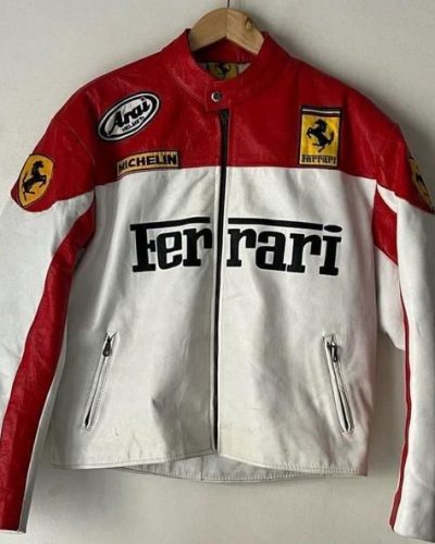 ferrari white leather jacket